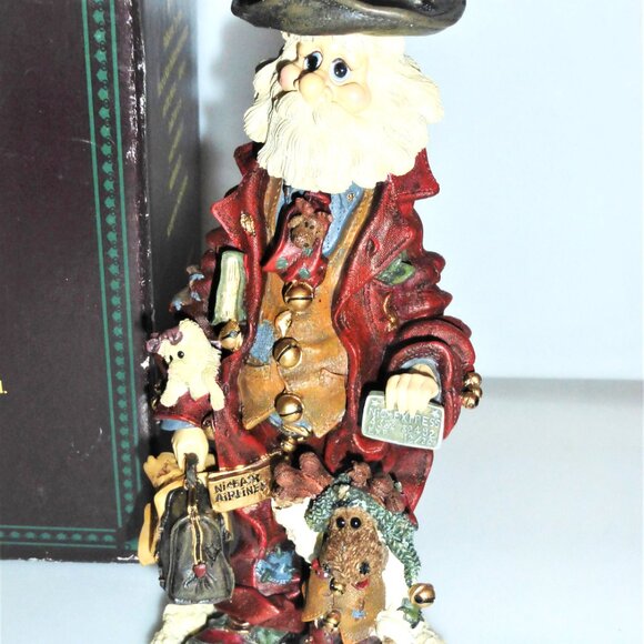1996 FOLK ART SANTA Boyds Collection The FIRST Global Business Man Style #28002 - Picture 3 of 5